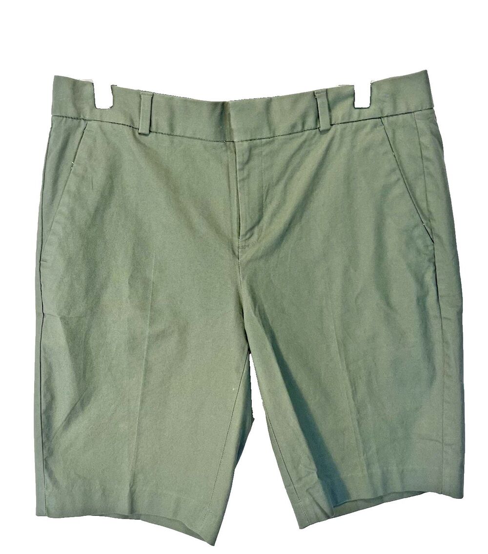 Banana Republic Flat Front 10" Short Women's Size 6 Green Cotton/Spandex NWT